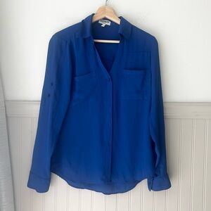 Express Portofino Small Royal Blue Women's Button Down Shirt